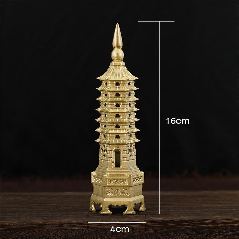 Pure Brass Wenchang Tower Handicraft Ornament - 7, 9, or 13 Stories for Desk or Study Decoration