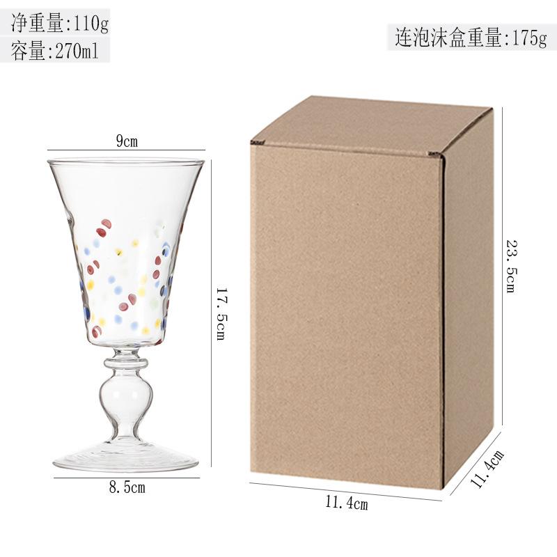 BRHigh-legged Champagne Glass Cups Transparent Polka Dot Wine Glass Coffee Cup Handmade High Borosilicate Glasses Drinking GlassesEY 101-200ml