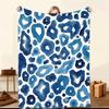 1pc Cozy Abstract Blue Brushstroke Flannel Blanket - Lightweight Soft Warm Throw for Sofa, Travel, Camping, Living Room, Office, And Chair - Artistic 