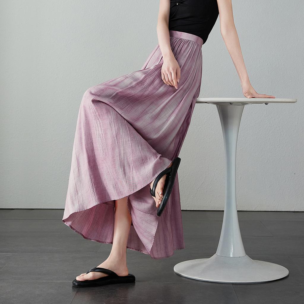 Artistic style umbrella skirt, 2026 summer thin, fashionable, loose, versatile, slimming, medium to long A-line skirt