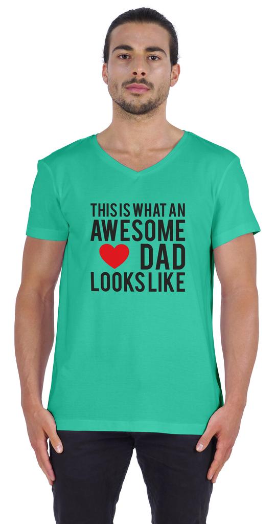 Inkmeso   This Is What An Awesome Dad Looks Like   Quotes Tshirt For Men Cotton Jersey Novelty Humor Tee