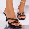 Temperament French Summer High Heel Outer Toe Slippers Thin Heel Clip British Style Breathable New Street Comfort