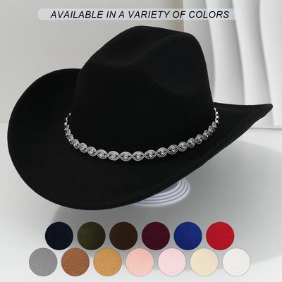 Men's and Women's Light Luxury Top Hats Western Style Cowboy Hats Unique Eye Point Diamond Belt Birthday Party Party Hat