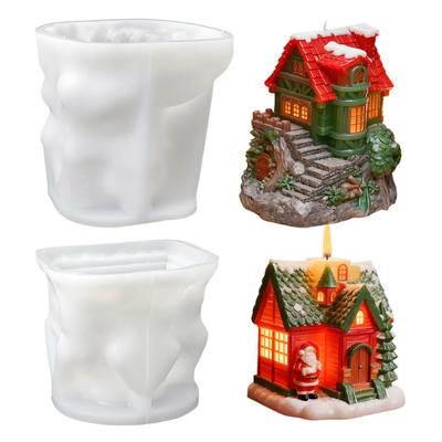 DIY Silikon Weihnachts Haus Kerzenform Für Miniatur Landschaftsgestaltung Und Festival Hüttendekoration