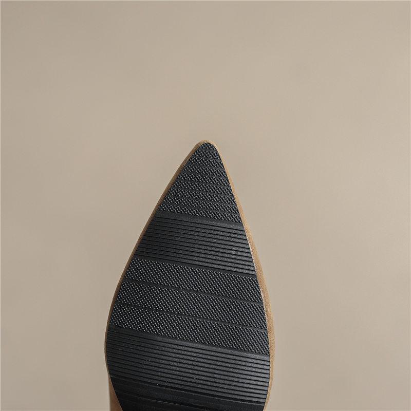 Women's high-heeled short boots spring and autumn pointed-toed thin-heeled simple large-size short boots