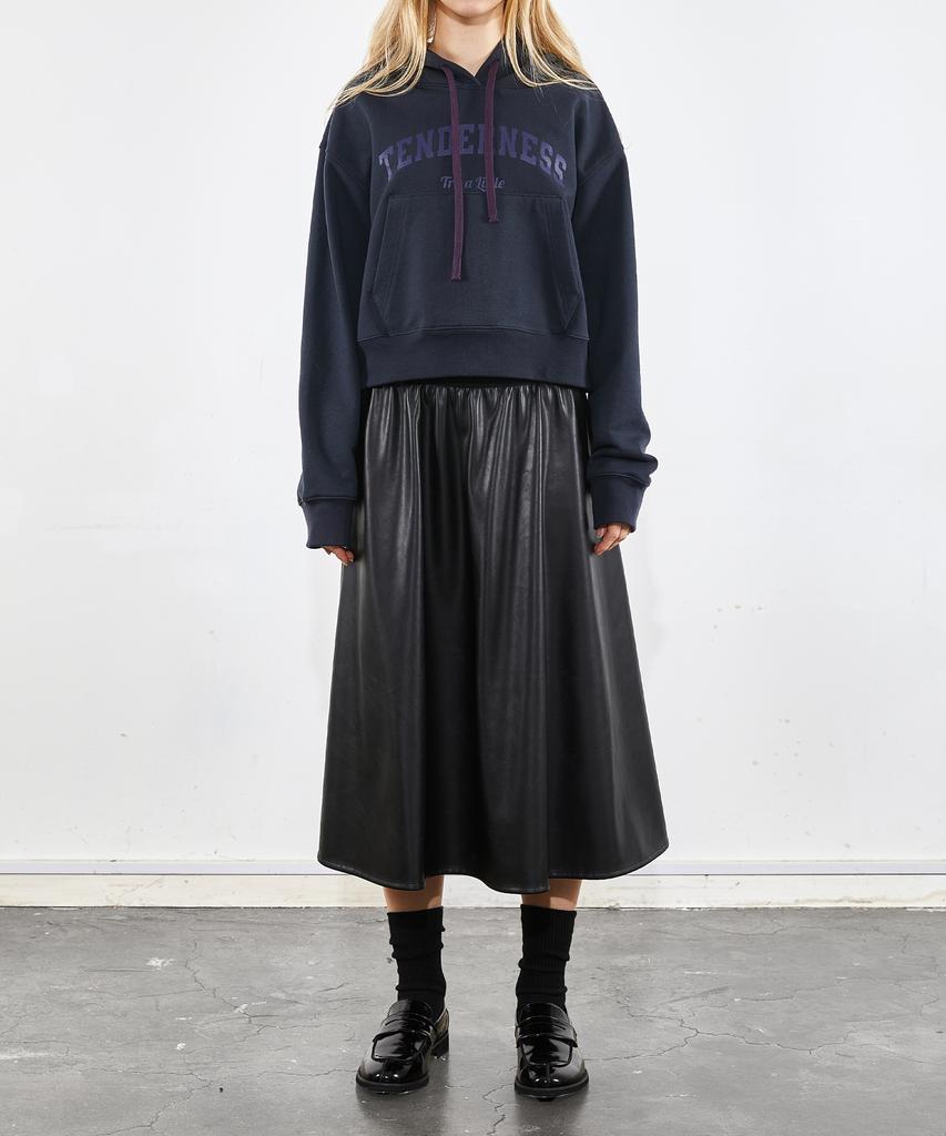 Boyeon Faux Leather Long Flare Skirt Black 0061