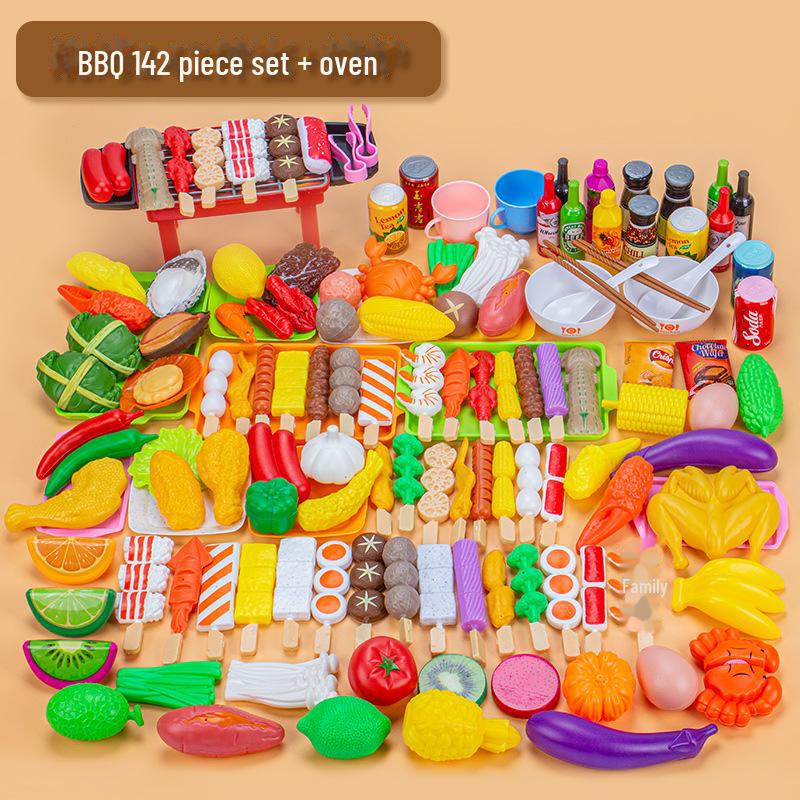 Children's Pretend BBQ Set: Kitchen Play Barbecue Skewers with Simulation Food