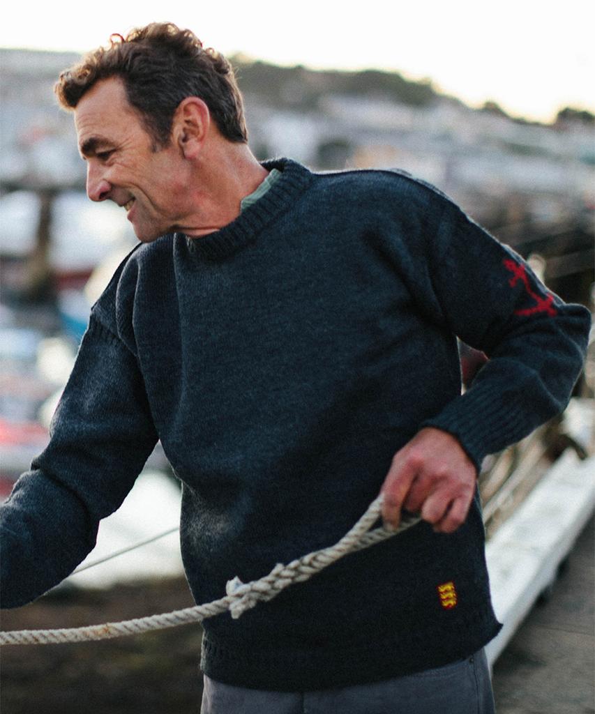 Geonjiulleunseu Crewneck Wholegarment Sweater - Charcoal