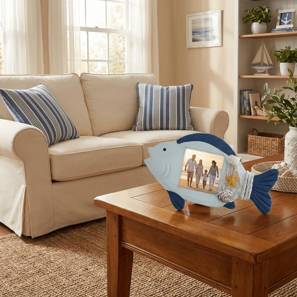 Wooden Nautical Decor Frame Unique-shaped Mediterranean Photo Frame Living Room