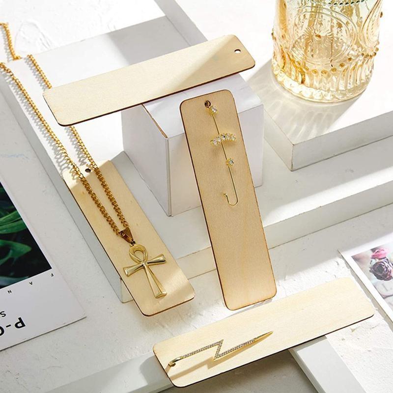10/20/36pcs DIY Multipurpose Bookmarks Wooden Blank Tag Wooden Bookmark Blank Listing Tracery Ribbon Handmade Gift Office School Students