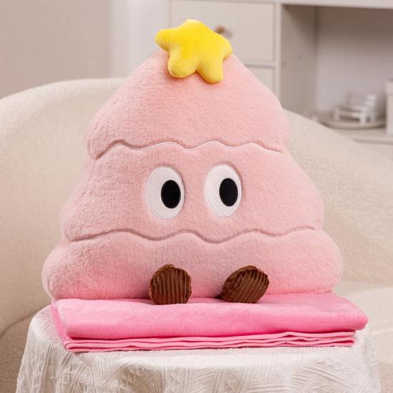 Christmas Tree Plush Pillow Blanket Cartoon Tree Shape Throw Pillow Stuffed Plushie Hugging Cushion Sofa Bedroom Living Room Decoration