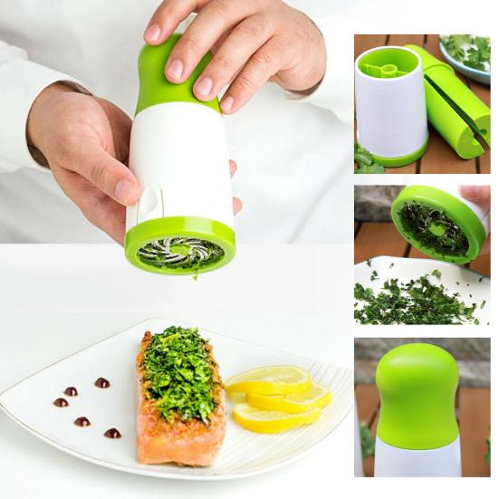 Spice Grinder Dual Blade Herb Chopper Parsley Shredder Kitchen Gadget Coriander Pepper Grinder