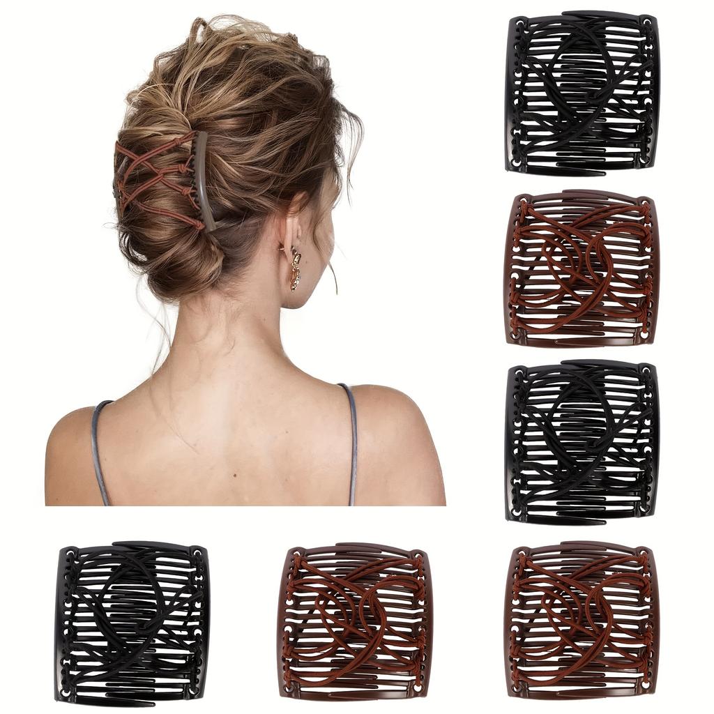 6Pcs Elastic Hair Ties, Elegant Magic Hair Comb, Fashionable Lazy Updo Hair Clip, Non-Slip Hair Insert, for Women