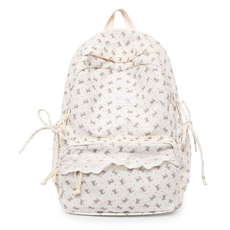 

Милий Вельветовий Рюкзак з Бантом та Мереживною Оздобою – Чарівна Шкільна Сумка для Жінок та Дівчат – Ідеально для Щоденного Використання та Подорожей Small білий