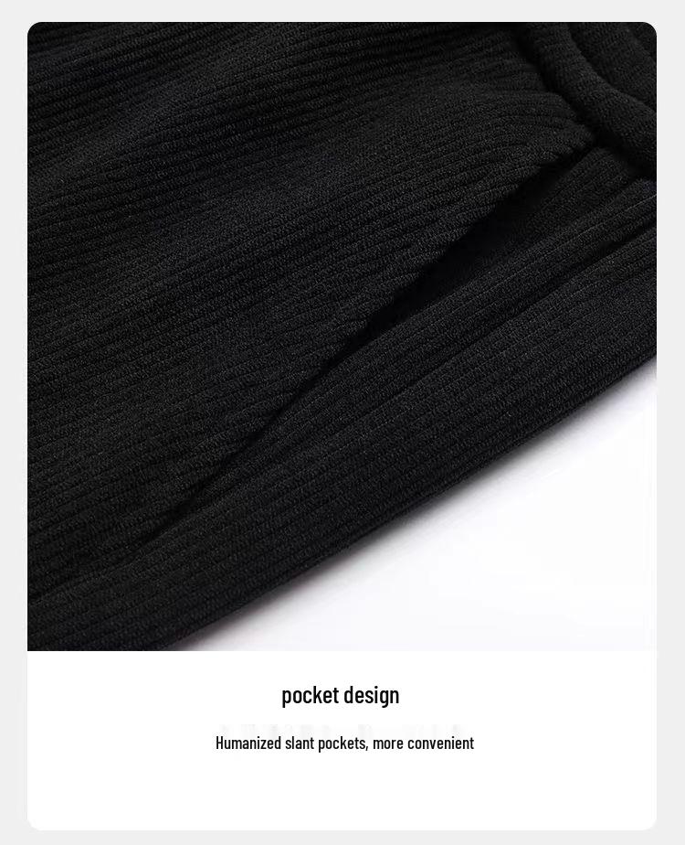 Pánské nadměrné manšestrové kalhoty s fleecovou podšívkou s rovnými nohavicemi pro volný čas na podzim/zimu