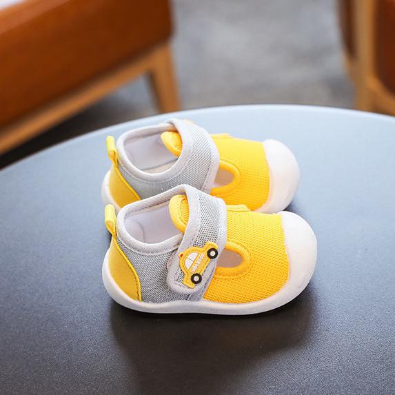 Letní boty pro miminka s měkkou podrážkou, dětské chodící boty s kresleným motivem, lehké boty, dětské protiskluzové a nárazuvzdorné ploché boty