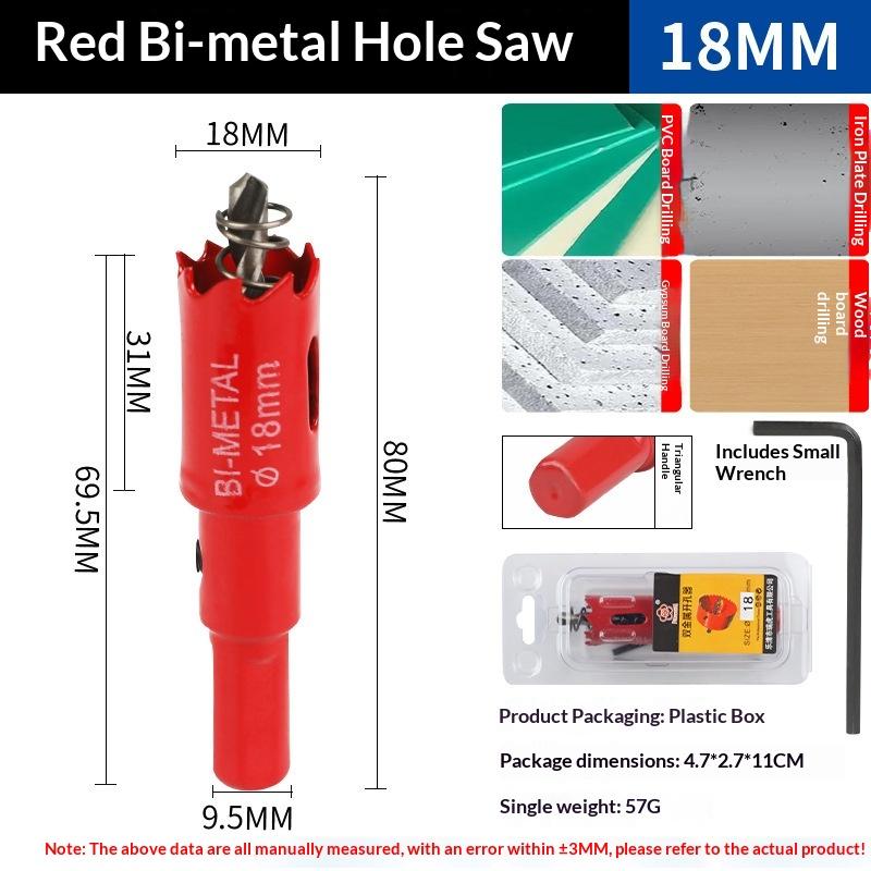 1Pcs(15-45Mm) Bi-Metal Hole Saw Single Size With Drill Spring Pvc Iron Wood Drilling Opener For Home Renovation