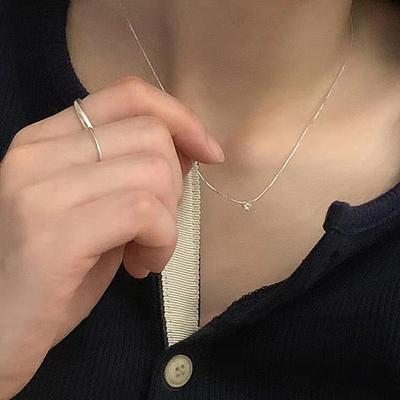 Mini Zircon Necklace Female Simple Small Mini Single Diamond Clavicle Chain Stainless Steel Japanese and Korean Mori Necklace