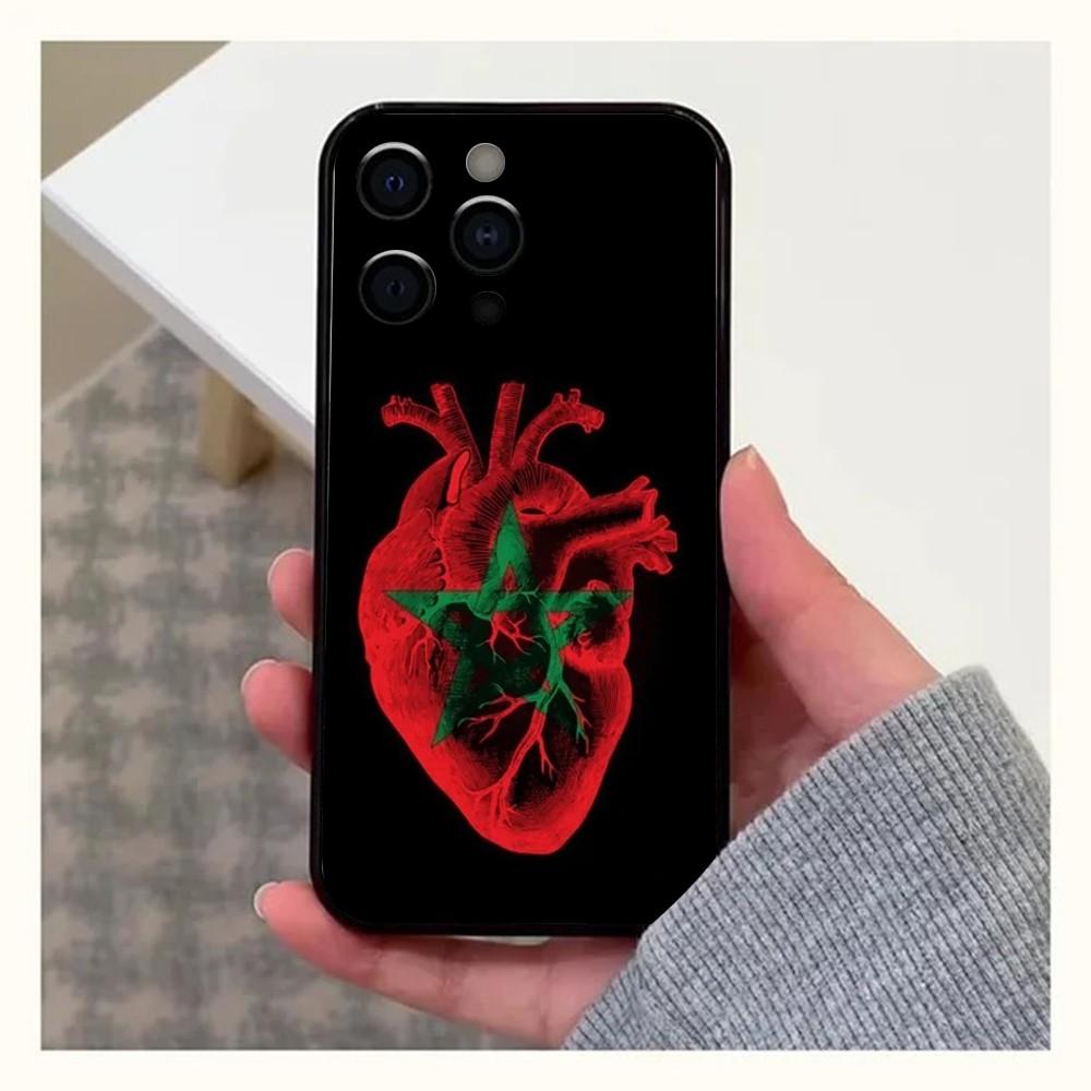 Morocco Flag Phone Case For Apple iPhone 15,14,13,12,11,Pro,X,XS,Max,XR,Plus,Mini Soft Black Cover
