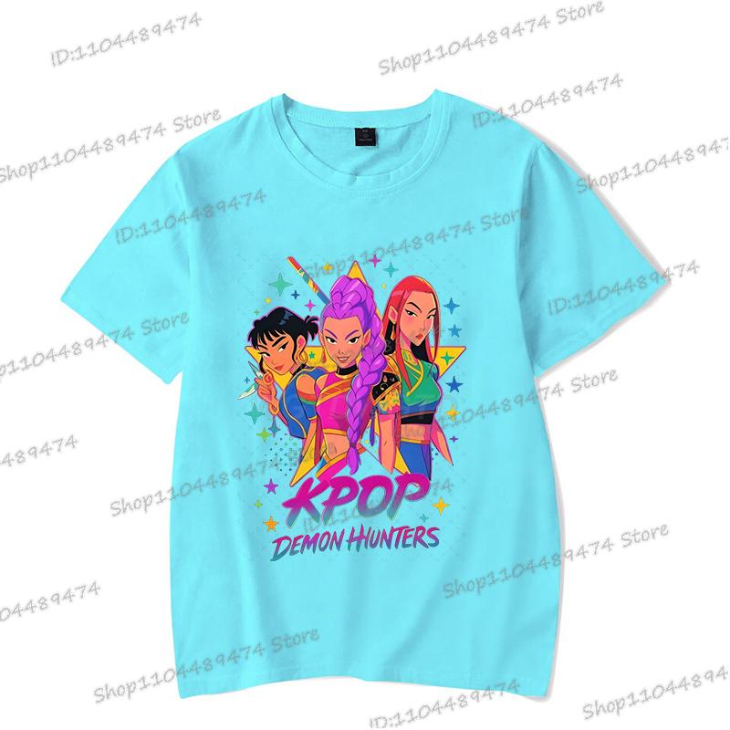 

Футболки с принтом Руми для женщин и мужчин, K-pop, Охотники на демонов, Летние, Смешные, Хип-хоп, Уличная одежда, С коротким рукавом, Повседневные, Аниме, Подростковые футболки S