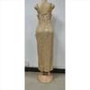 Gold Sequin Halter Neck Slit Dress - Sexy European & American Style for Spring/Summer Parties