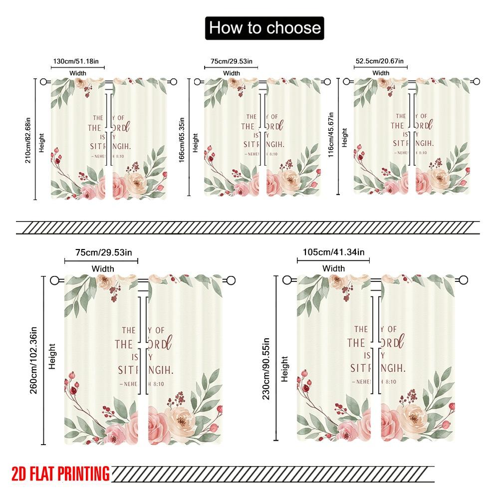 2pcs 2D Flat Printing Window Drapes Joy Lord Strength Nehemiah Polyester Fabric Without Electricity Birthday Party for Festive