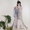 Chinese Wei And Jin Dynasty Style Hanfu Large-sleeved Shirt Ink Printing And Dyeing Suit, Daily Knight Suit