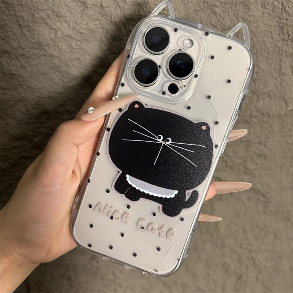 Katzenohren vergilben nicht für Apple 13promax Handyhülle Neue Vier-Ecken-Sturzsichere Handyhülle Ausgehöhlt 14promax