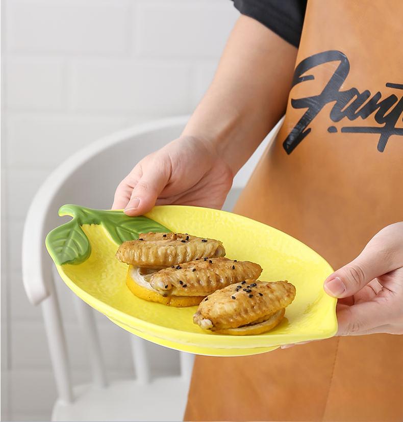 Cartoon Lemon Shaped Ceramic Salad Bowl, Creative Fruit Snack Plate, Soup Bowl, Family Kitchen Utensils Accessories