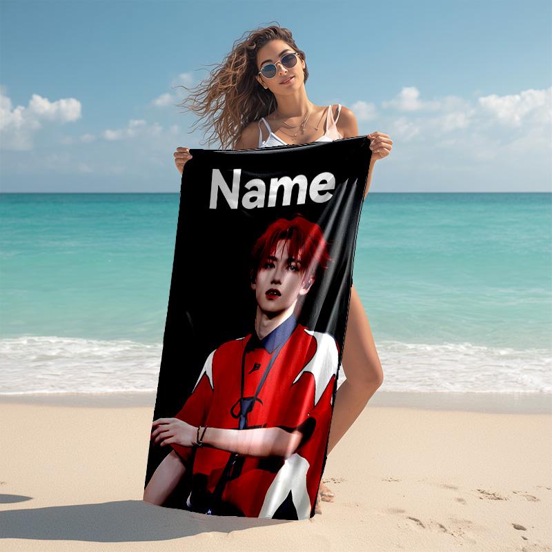 Personalized customized proof beach towel with TOP lands boy group Zhu Zhixin pattern - soft, absorbent,quick-drying,perfect swimming,camping&bathing