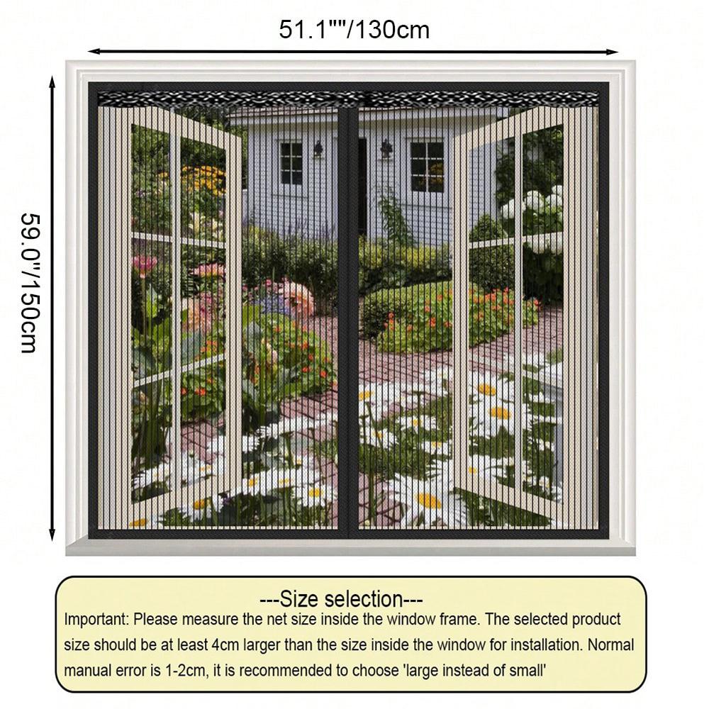 Magnetic Mosquito Screen, Window Screen, High-Density Polyester Screen, Magnetic-Closure Screen To Keep Out Mosquitoes and Flies—Black
