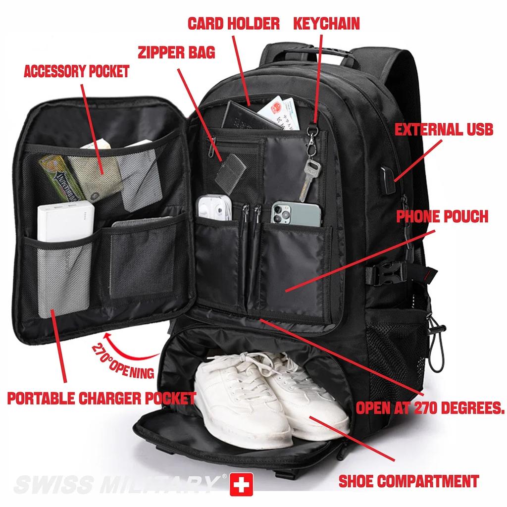Travel Backpack Large Capacity Water-Repellent Usb Expandable Bag 17.3 Laptop Bag Men Outdoor Sports Backpacks Mochila