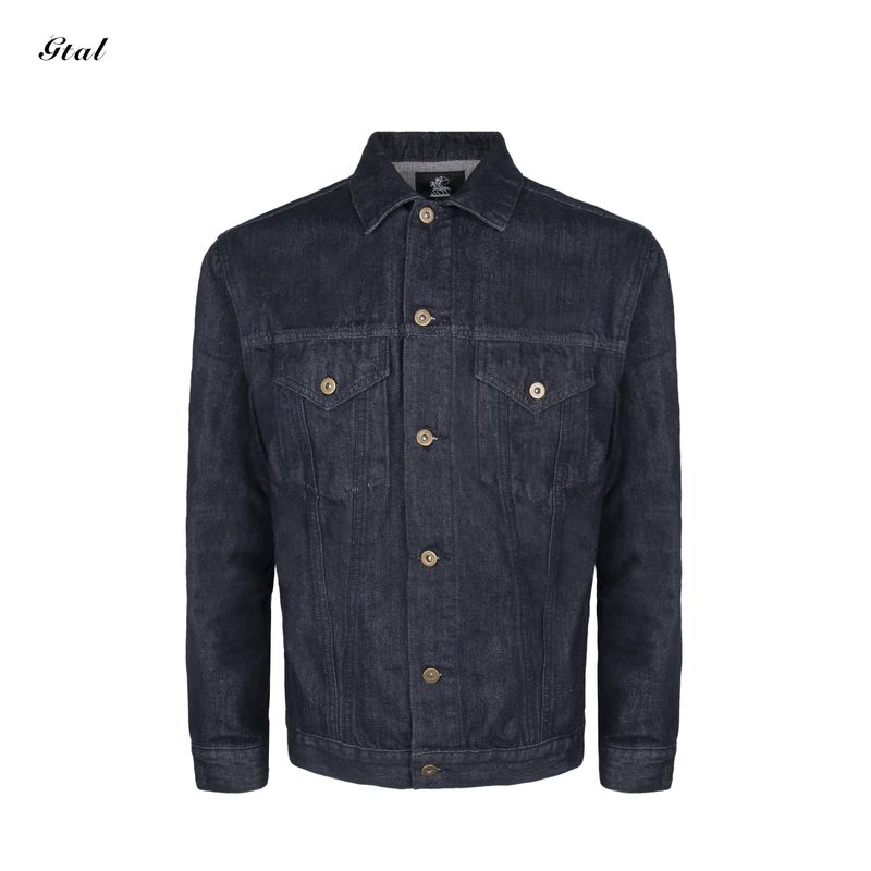 

Gtal American-Style Raw Denim Tough Guy Denim Jacket, Heavy-Duty Distressed Coat, Solid Color Classic Versatile Top Jacket Retro Blue 2XL