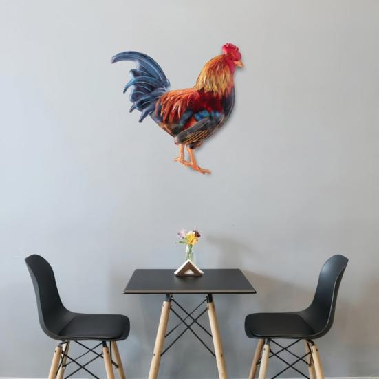 Metal Rooster Decoration Wall or Door Decor Rooster Sign Realistic Rooster Decoration for Farmhouse Living Room Porch Yard Decor