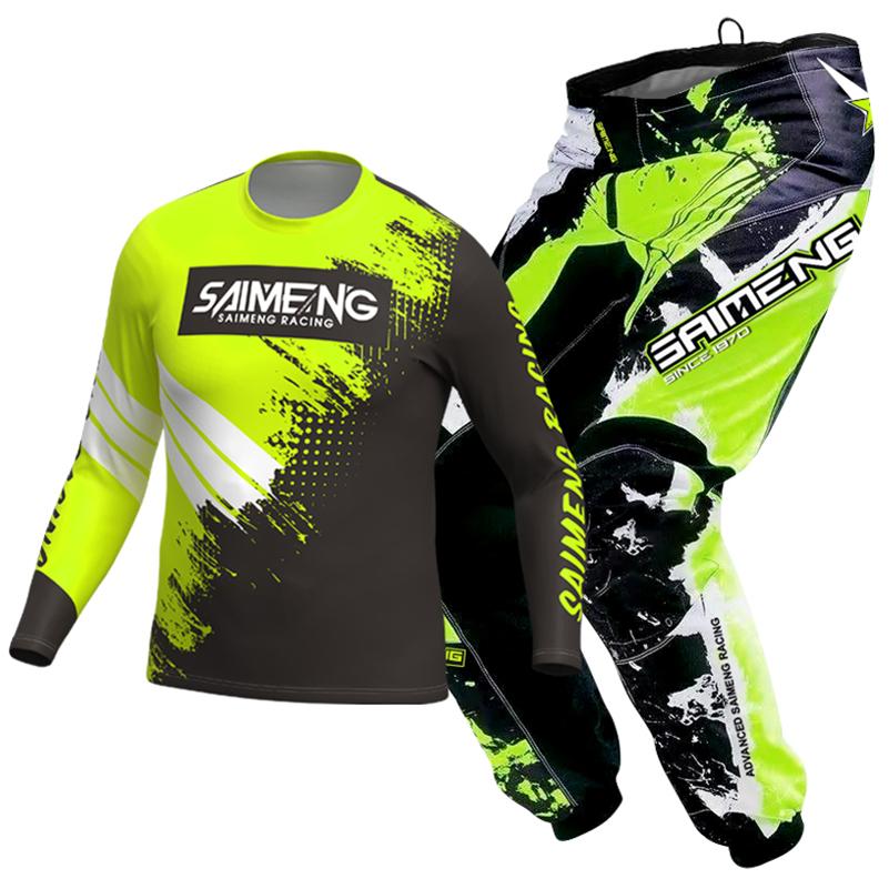 Set completo abbigliamento motocross per bambini Kit Maglia Pantaloni Youth bambino verde Moto nero 3 4 5 6 7 8 9 10 anni Tuta fuoristrada blu arancio Enduro cross ragazzo ragazza