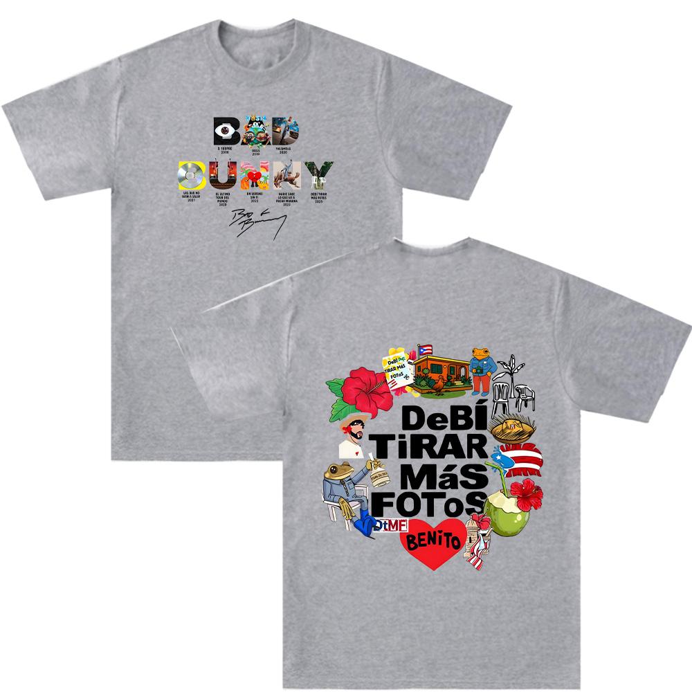 Bad Bunny X Debi Tirar Mas Fotos World Tour 2026 T-shirts Mens Clothes High Quality 100%Cotton Tshirt  Ashion Y2K Unisex Tees bad bunny super bowl