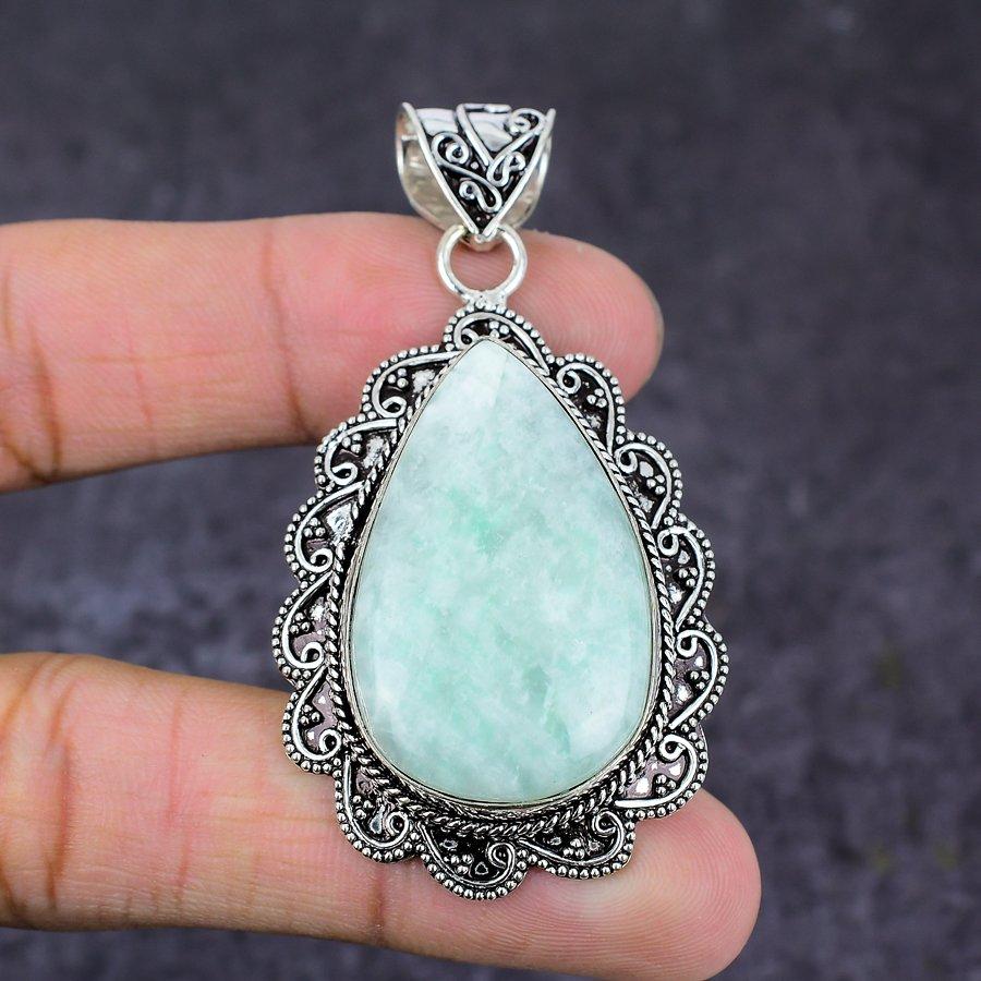 Natural Aquateen Gemstone Handmade 925 Sterling Silver Gift Pendant 2.60" T2g97