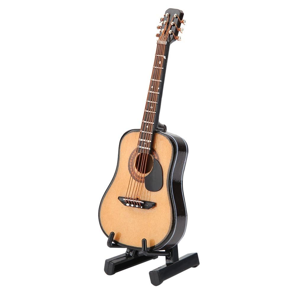 3PCS Mini Miniature Guitar Model Wooden Guitar Ornament Décor Guitar Craft Model Display Model S