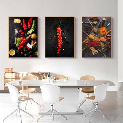 Kanvas Duvara Basılmış Sebze ve Baharat Posterleri, Oturma Odası Sanatı, Pop Art, Ev Mutfak Dekorasyonu