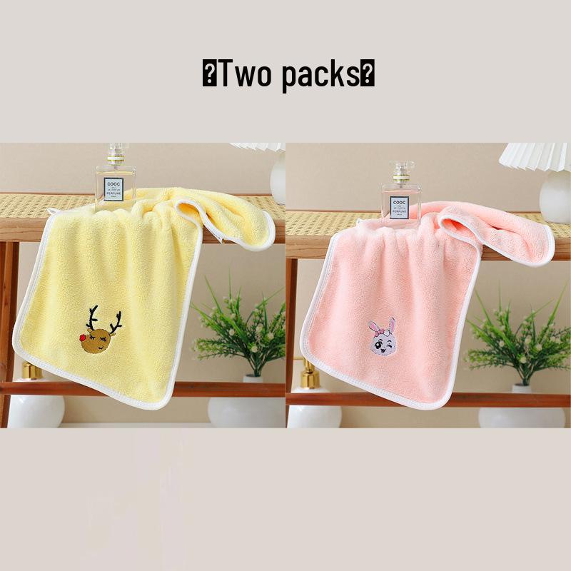 Quick-Dry Coral Fleece Embroidered Cartoon Baby Towel - Soft, Water-Absorbent & Thick