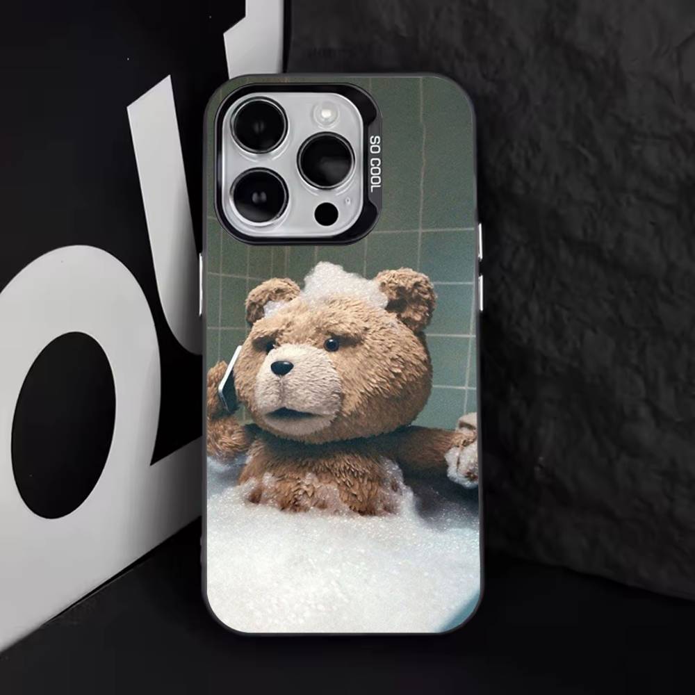 T-Teddy Bear Cartoon Ted Phone Case For iPhone 17,16,15,14,13,12,11,Pro,Max,Plus,E,Air,Mini Black Tpu Cover iPhone17Pro
