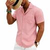 Loose Cuban Collar Short Sleeve Shirt Men's Summer Casual Solid Color Beach Shirts Men