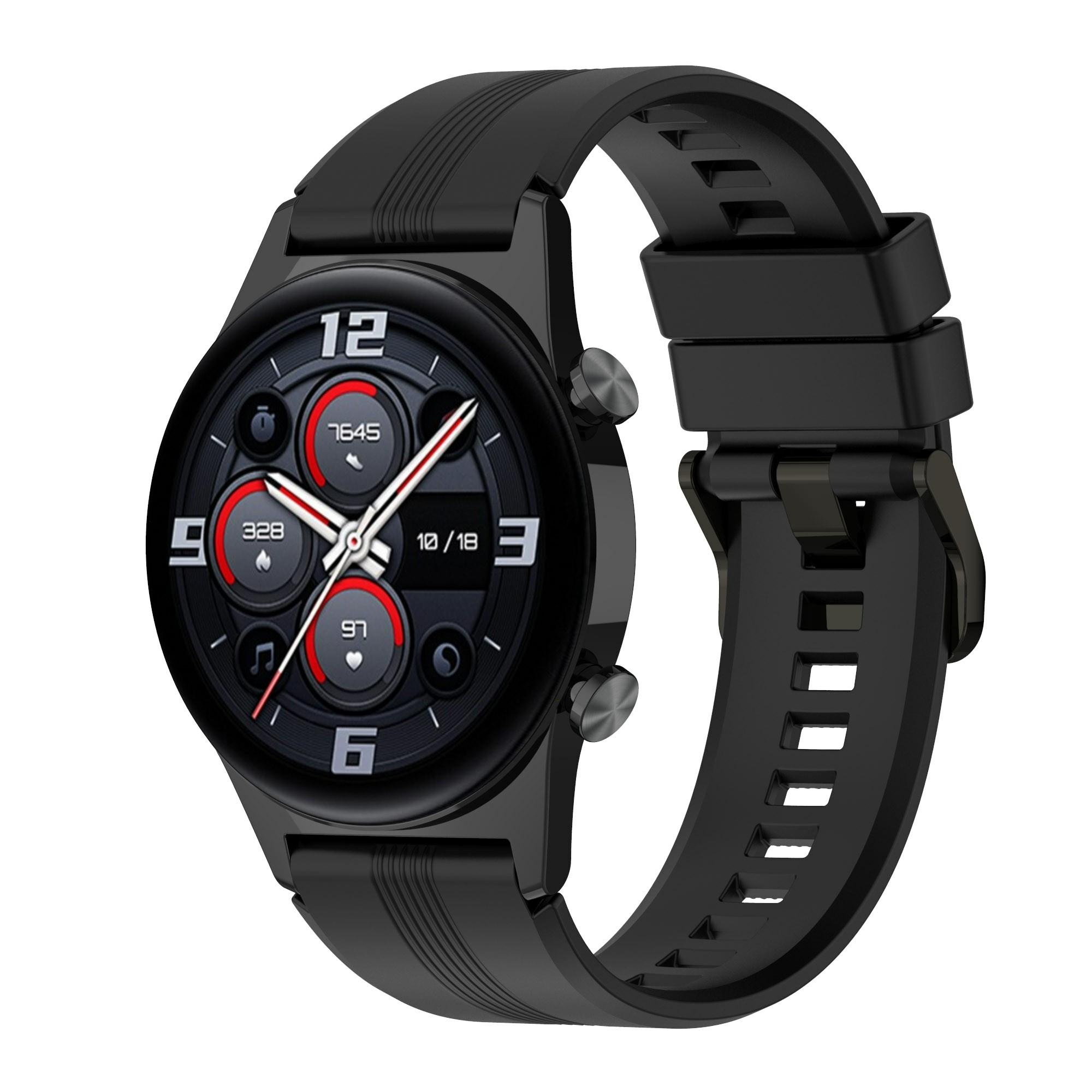 

For Honor Watch GS 4 Soft Silicone Watch Strap 22mm Replacement Watch Band Black