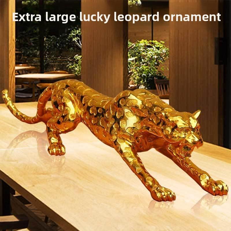 Lucky Leopard Decor Ornament for Office Living Room TV Wine Cabinet Decoration Opening Gift Leopard Mascot Home Decor Figurine