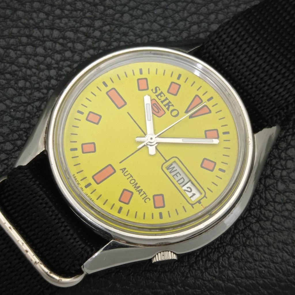 Seiko 5 AUTOMATIC VINTAGE JAPAN 6309A MENS YELLOW COLOR DIAL WATCH A702714-1