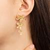 Three Metal Flowers Earrings For Women Long Drop Fashion Cute Jewelry Trendy Textured New Designs Gifts Party Accessories MQ012