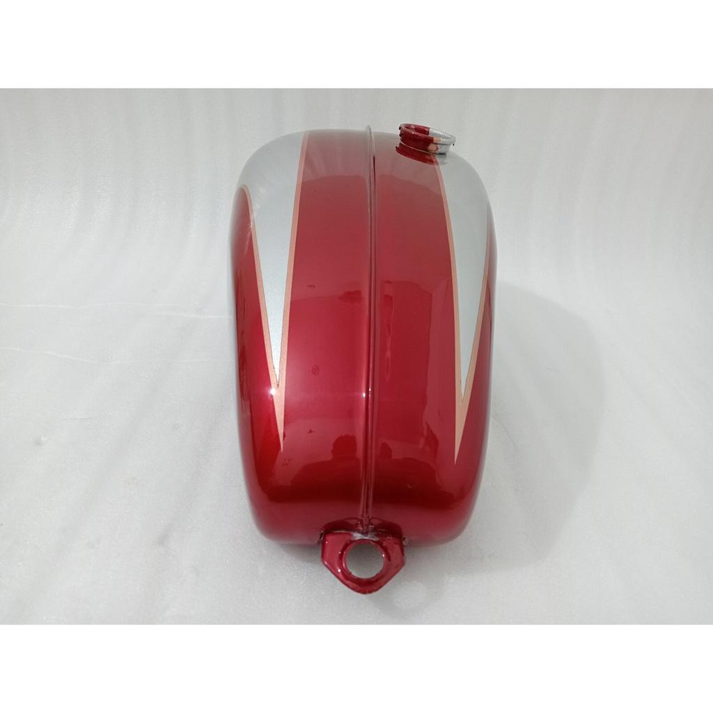 Fit For Petrol Fuel Gas Tank With Cap Triumph T120 Cherry & Silver Painted Steel