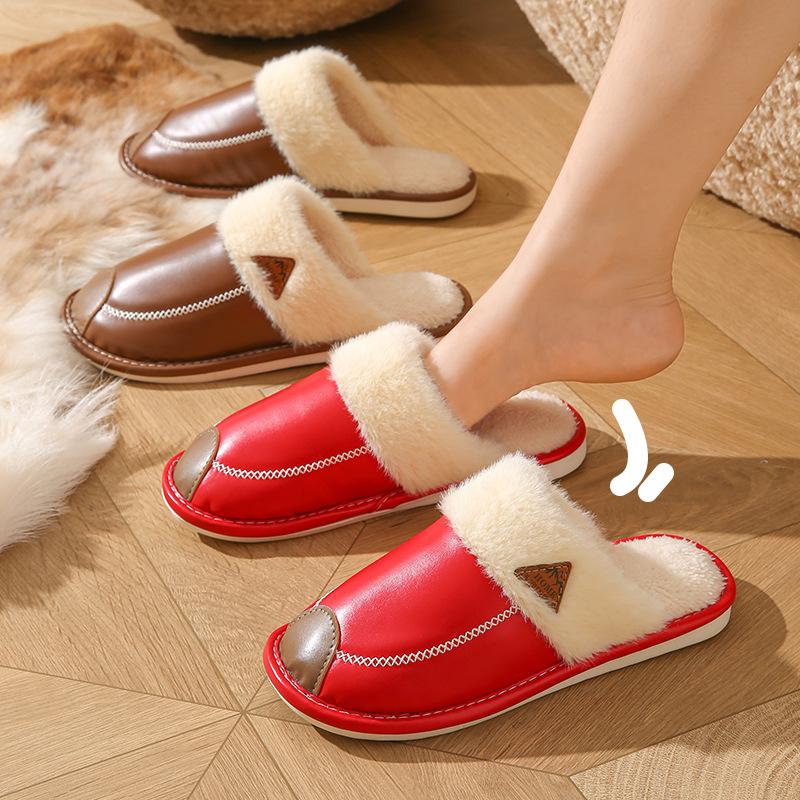 Baumwollpantoffeln Damen Herbst und Winter Paare Heimgebrauch drinnen Wochenbett warm rutschfest Plüsch Hausbaumwollpantoffeln Herren
