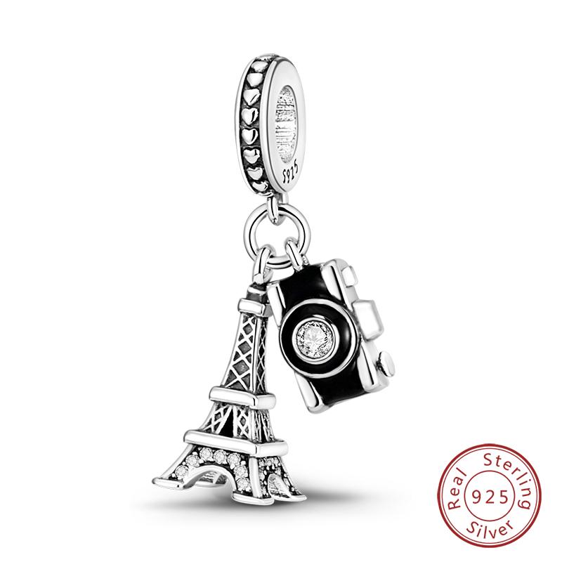 

925 Silver Charms Beads Fashionable Eiffel Tower Charm Pendant Fits S925 Bracelet Fine DIY Jewelry Gifts