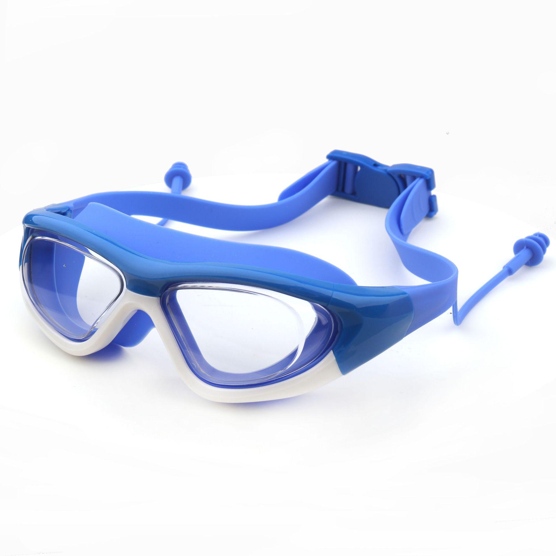 Kids Large Frame HD Waterproof Anti-Fog Swim Goggles with Integrated Silicone Earplugs 5020